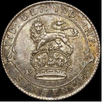 1924 Silver Sixpence George V S# 4024-5 Uncirculated