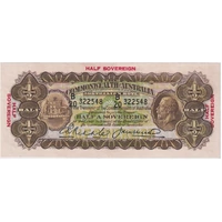 1928 Ten Shilling Riddle/Heathershaw R7 about Unc