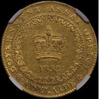 1852 Type II Gold Adelaide Pound NGC AU55