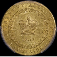1852 Type II Gold Adelaide Pound PCGS AU58