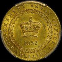 1852 Type II Adelaide Pound Choice Unc (PCGS MS63)