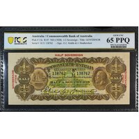 1928 Ten Shilling Riddle/Heathershaw R7 PCGS Gem Unc 65 PPQ