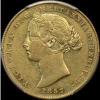 1857 Sydney Mint Type II Sovereign PCGS AU53