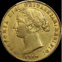 1860 Sydney Mint Type II Sovereign PCGS AU55