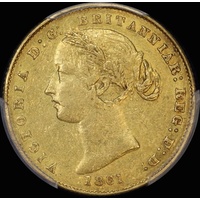 1861 Sydney Mint Type II Sovereign PCGS AU50