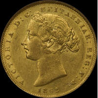 1862 Sydney Mint Type II Sovereign NGC AU58