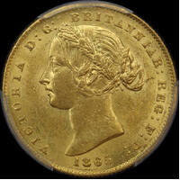 1865 Sydney Mint Type II Sovereign Unc (PCGS MS62)