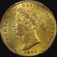 1866 Sydney Mint Type II Sovereign Choice Unc (PCGS MS63)