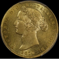 1870 Sydney Mint Type II Sovereign Unc (PCGS MS61)