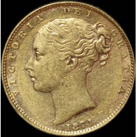1871 Sydney Shield Sovereign about EF