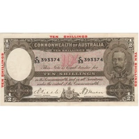 1934 Ten Shilling Riddle/Sheehan R10 about EF