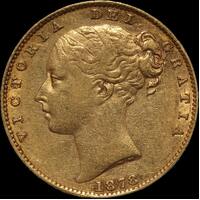 1878 Sydney Shield Sovereign about VF