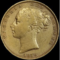 1879 Sydney Shield Sovereign about VF