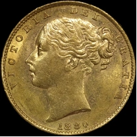 1880 Sydney Shield Sovereign Extremely Fine