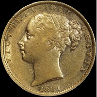 1881 Sydney Shield Sovereign Extremely Fine