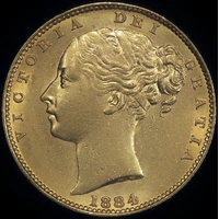1884 Melbourne Shield Sovereign Extremely Fine