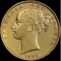 1884 Melbourne Shield Sovereign good EF