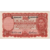 1942 Ten Shilling Armitage/McFarlane R13 about Unc