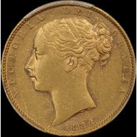 1886 Melbourne Shield Sovereign Shield Reverse good EF (PCGS AU55)