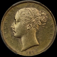 1886 Melbourne Shield Sovereign Unc (PCGS MS62)