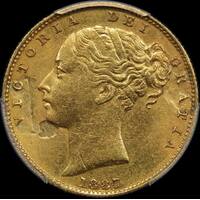 1887 Melbourne Shield Sovereign good VF ex Mount