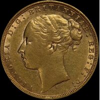 1872 Sydney Young Head Sovereign good VF