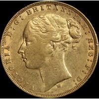 1872 Melbourne Young Head Sovereign Good Fine