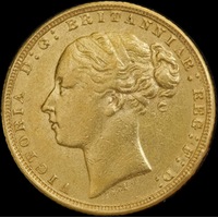 1872 Melbourne Young Head Sovereign good VF