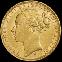1873 Melbourne Young Head Sovereign Extremely Fine