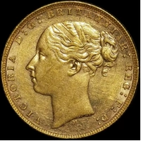 1873 Melbourne Young Head Sovereign good EF