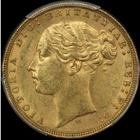1874 Melbourne Young Head Sovereign Unc (PCGS MS62)