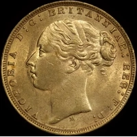 1875 Melbourne Young Head Sovereign good EF