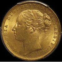 1876 Sydney Young Head Sovereign Unc (PCGS MS62)