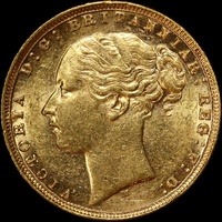 1876 Melbourne Young Head Sovereign good EF