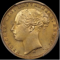 1877 Melbourne Young Head Sovereign PCGS MS63