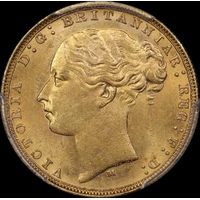1878 Melbourne Young Head Sovereign Unc (PCGS MS62)