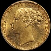 1879 Sydney Young Head Sovereign PCGS Genuine UNC Details