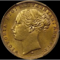 1879 Melbourne Young Head Sovereign Unc (PCGS MS62)