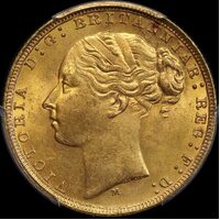 1880 Melbourne Young Head Sovereign PCGS MS63