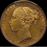 1880 Melbourne Young Head Sovereign Unc (PCGS MS62)