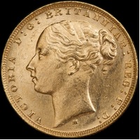 1881 Melbourne Young Head Sovereign about Unc