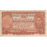 1952 Ten Shilling Star Note Coombs/Wilson R15S about VF