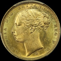 1883 Melbourne Young Head Sovereign Choice Unc (PCGS MS64)