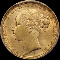 1884 Sydney Young Head Sovereign Unc (PCGS MS62)