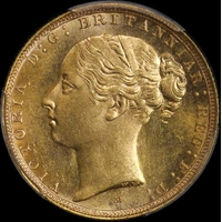 1884 Melbourne Young Head Sovereign Choice Unc (MS63)
