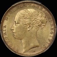 1885 Melbourne Young Head Sovereign about Unc