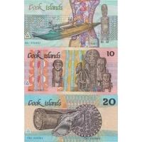 Cook Islands 1987 Set of 3 Notes ($3/$10/$20) Pick# PCS1 Uncirculated