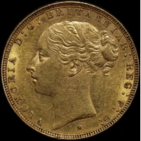 1885 Melbourne Young Head Sovereign good EF