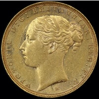 1885 Melbourne Young Head Sovereign Portrait 2; With BP good EF