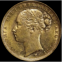 1887 Melbourne Young Head Sovereign about Unc